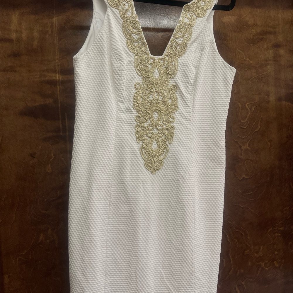 Lilly Pulitzer White Dress with Gold Detailing